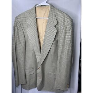 Mens Large Hounds Tooth Tan Suit Jacket Lana Moda Italy Sports Coat‎ Blazer VTG